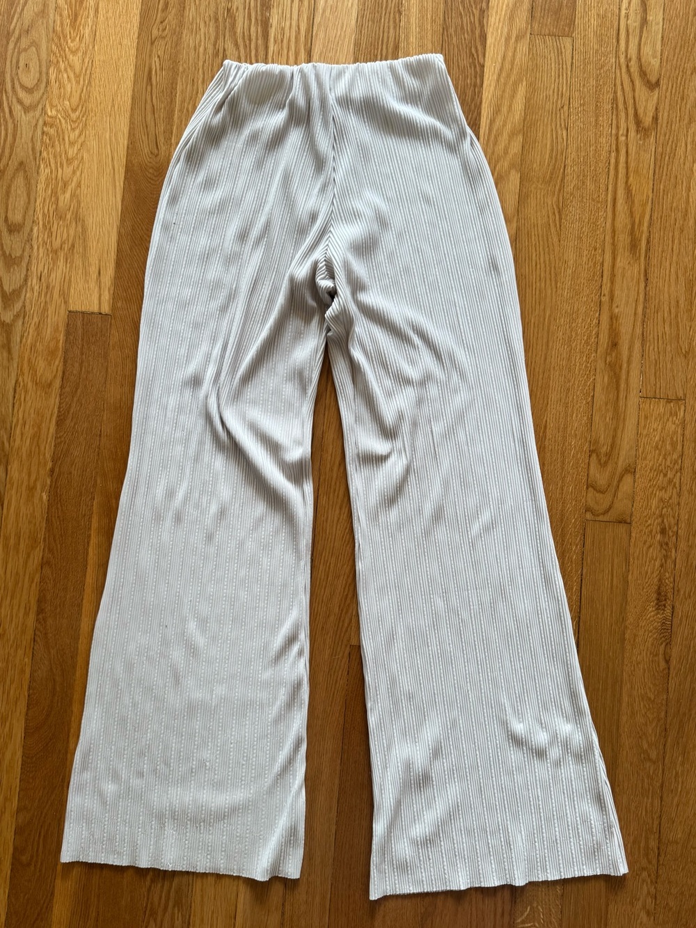 Zara Wide Leg Ribbed Knit Pants — Cream